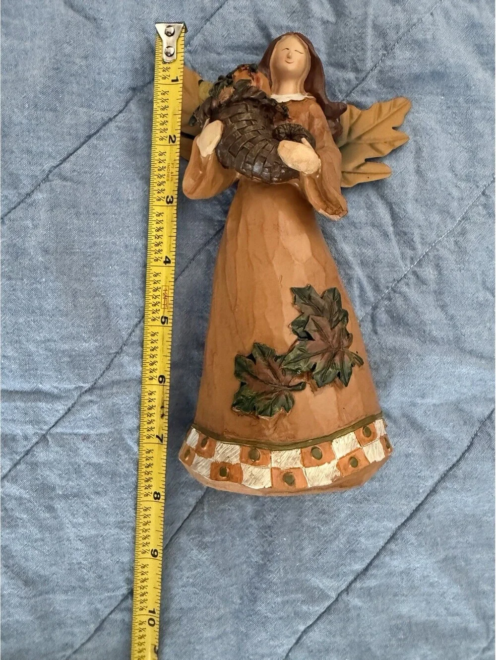 🎅🏻 Resin Harvest Angel Figurine Holding Cornucopia Overflowing With Bounty